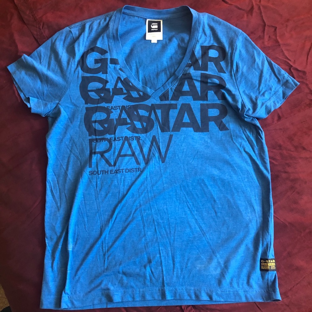 G-Star V Neck T-shirt size M Blue